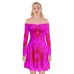 Pattern Off Shoulder Skater Dress by gasi