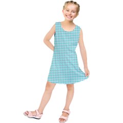 Tiffany Aqua Blue Candy Hearts On White Kids  Tunic Dress by PodArtist