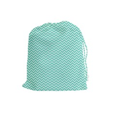 Tiffany Aqua Blue Chevron Zig Zag Drawstring Pouches (large)  by PodArtist