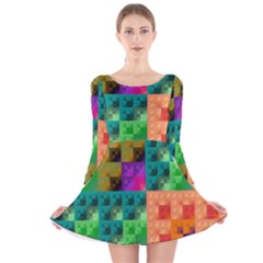 Pattern Long Sleeve Velvet Skater Dress by gasi