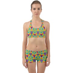 Pattern Back Web Sports Bra Set by gasi