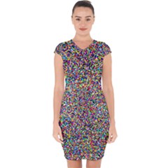 Pattern Capsleeve Drawstring Dress  by gasi
