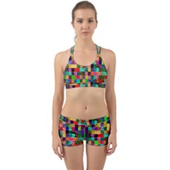 Pattern Back Web Sports Bra Set by gasi