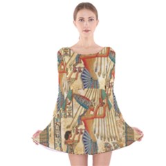 Egyptian Man Sun God Ra Amun Long Sleeve Velvet Skater Dress by Celenk