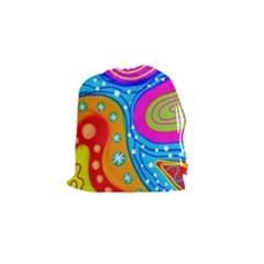 Abstract Pattern Painting Shapes Drawstring Pouches (small)  by Celenk