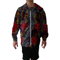 Aboriginal Art - Meeting Places Hooded Wind Breaker (kids) by hogartharts