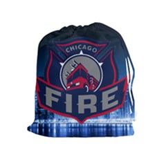 Chicago Fire With Skyline Drawstring Pouches (extra Large) by allthingseveryone