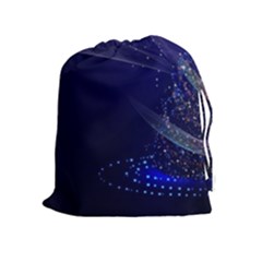 Christmas Tree Blue Stars Starry Night Lights Festive Elegant Drawstring Pouches (extra Large) by yoursparklingshop