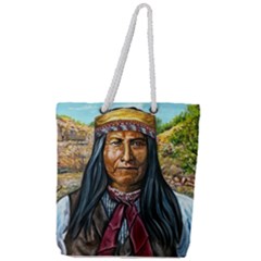 Apache Tribe Warrior Chiricahua Apache Tribe Full Print Rope Handle Tote (large) by allthingseveryone