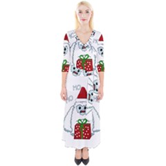 Yeti Xmas Quarter Sleeve Wrap Maxi Dress by Valentinaart