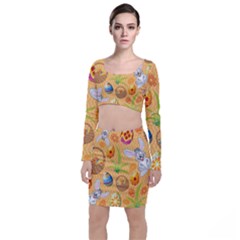 Easter Bunny And Egg Basket Long Sleeve Crop Top & Bodycon Skirt Set by allthingseveryone