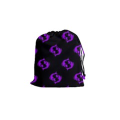Purple Pisces On Black Background Drawstring Pouches (small)  by allthingseveryone