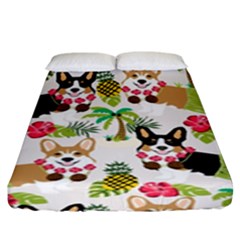 Hula Corgis Fabric Fitted Sheet (king Size) by Celenk