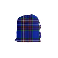 Bright Blue Plaid Drawstring Pouches (small)  by allthingseveryone