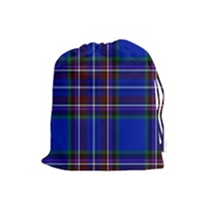 Bright Blue Plaid Drawstring Pouches (large)  by allthingseveryone