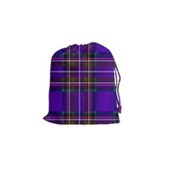 Purple Tartan Plaid Drawstring Pouches (small)  by allthingseveryone