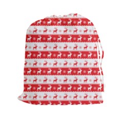 Knitted Red White Reindeers Drawstring Pouches (xxl) by patternstudio
