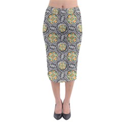 Beveled Geometric Pattern Midi Pencil Skirt by linceazul