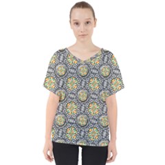 Beveled Geometric Pattern V-neck Dolman Drape Top by linceazul