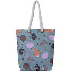 Little Round Animal Friends Full Print Rope Handle Tote (small) by Bigfootshirtshop
