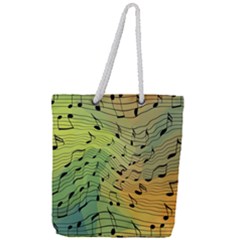 Music Notes Full Print Rope Handle Tote (large) by linceazul