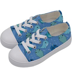 Cute Narwhal Pattern Kids  Low Top Canvas Sneakers by Bigfootshirtshop