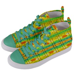 Birds Beach Sun Abstract Pattern Women s Mid-top Canvas Sneakers by Celenk