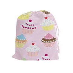 Cupcakes Wallpaper Paper Background Drawstring Pouches (extra Large) by Celenk