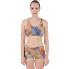 Texture Fabric Textile Detail Work It Out Sports Bra Set by Celenk