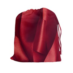 Red Fabric Textile Macro Detail Drawstring Pouches (xxl) by Celenk
