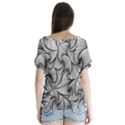 Fractal Sketch Light V-Neck Flutter Sleeve Top View2