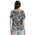 Fractal Sketch Dark V-Neck Flutter Sleeve Top View2