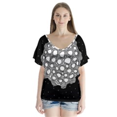 Strange Planet V-neck Flutter Sleeve Top by jumpercat