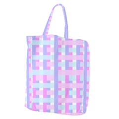 Gingham Nursery Baby Blue Pink Giant Grocery Zipper Tote by BangZart