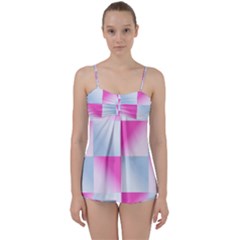 Gradient Blue Pink Geometric Babydoll Tankini Set by BangZart