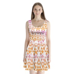 Geometric Abstract Orange Purple Split Back Mini Dress  by BangZart