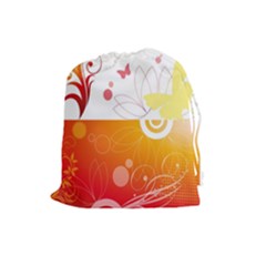 Spring Butterfly Flower Plant Drawstring Pouches (large)  by BangZart