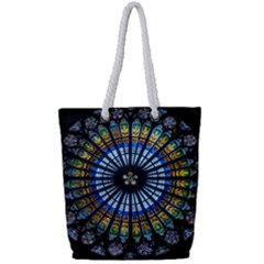Rose Window Strasbourg Cathedral Full Print Rope Handle Tote (small) by BangZart