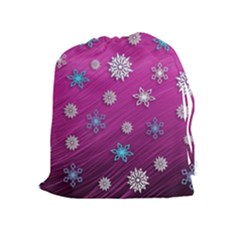 Snowflakes 3d Random Overlay Drawstring Pouches (extra Large) by BangZart