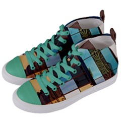 Glass Facade Colorful Architecture Women s Mid-top Canvas Sneakers by BangZart