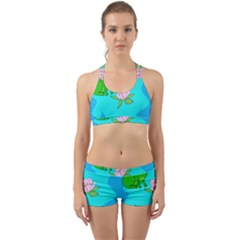 Frog Flower Lilypad Lily Pad Water Back Web Sports Bra Set by BangZart