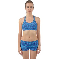 Monogram Blue Purple Background Back Web Sports Bra Set by BangZart