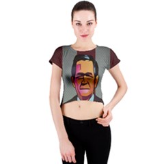 George W Bush Pop Art President Usa Crew Neck Crop Top by BangZart