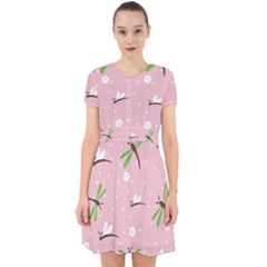 Dragonfly And White Flowers Pattern Adorable In Chiffon Dress by Bigfootshirtshop