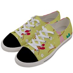 Colorful Dragonflies And White Flowers Pattern Women s Low Top Canvas Sneakers by Bigfootshirtshop
