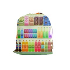 Supermarket Shelf Products Snacks Drawstring Pouches (large)  by Celenk