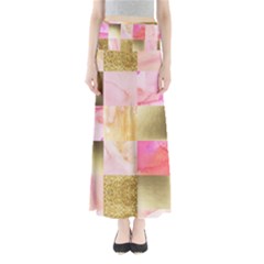 Collage Gold And Pink Full Length Maxi Skirt by NouveauDesign