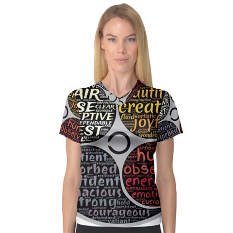 Person Character Characteristics V-neck Sport Mesh Tee by Celenk