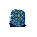 Mandala Blue Abstract Circle Drawstring Pouches (Small)  View2