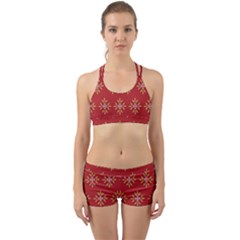 Pattern Background Holiday Back Web Sports Bra Set by Celenk